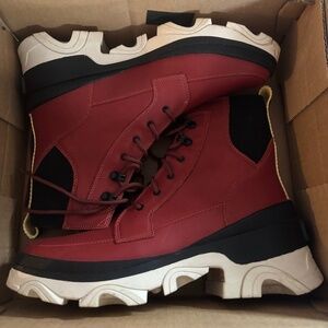 Women's Red Lace-Up Boots